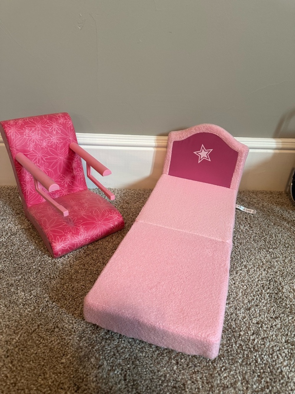 American Girl Pink Doll Lounge Chair and Fold-Out Bed
